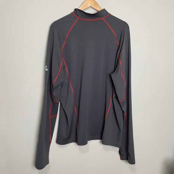 North Face Half Zip Long Sleeve Mock Neck Flight Series Vaporwick Gray Red XL - Picture 2 of 8